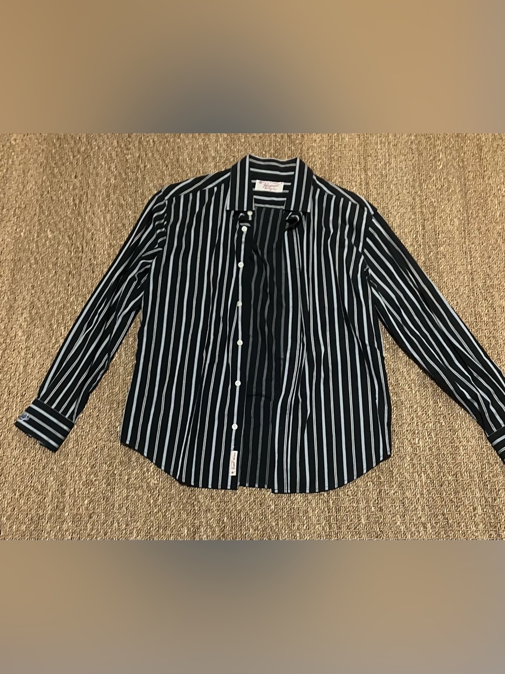 Original Penguin Black Shirt with White Vertical Stripes